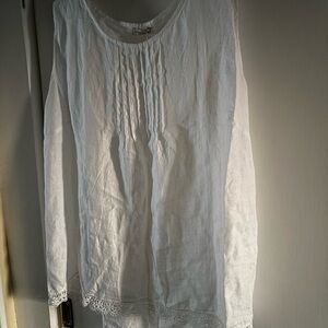 Chic White Lace Hem Blouse